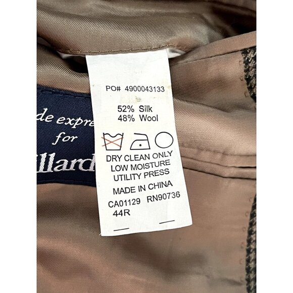 RALPH Lauren Silk Wool Blend Men's Sports‎ Jacket Blazer Brown Herringbone 44R - Picture 6 of 13